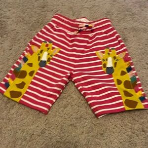 Mini Boden Girls Shorts Pink and White Striped with Giraffe Apligue Size 4. EuC